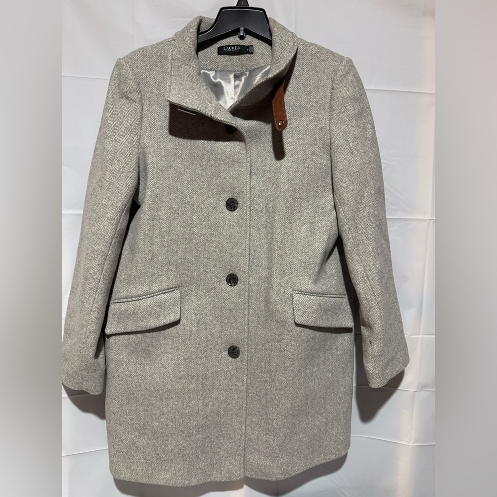 Lauren by Ralph Lauren Women's Gray/White Soft Wool W/ Nylon liningCoat Size 12